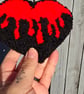 Punch Needle Bleeding Heart Red and Black Mug Rug or Desk Rug  - Image 4