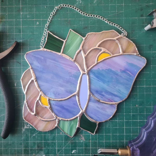 Holly Blue Butterfly and rose