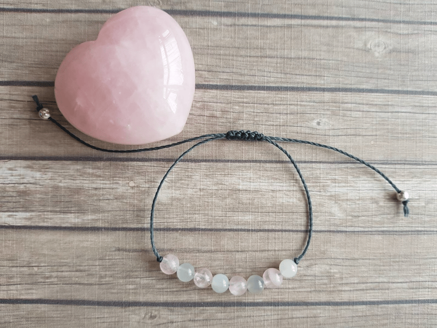 Rose Quartz Moonstone bracelet - inner peace - emotional healing - calmness