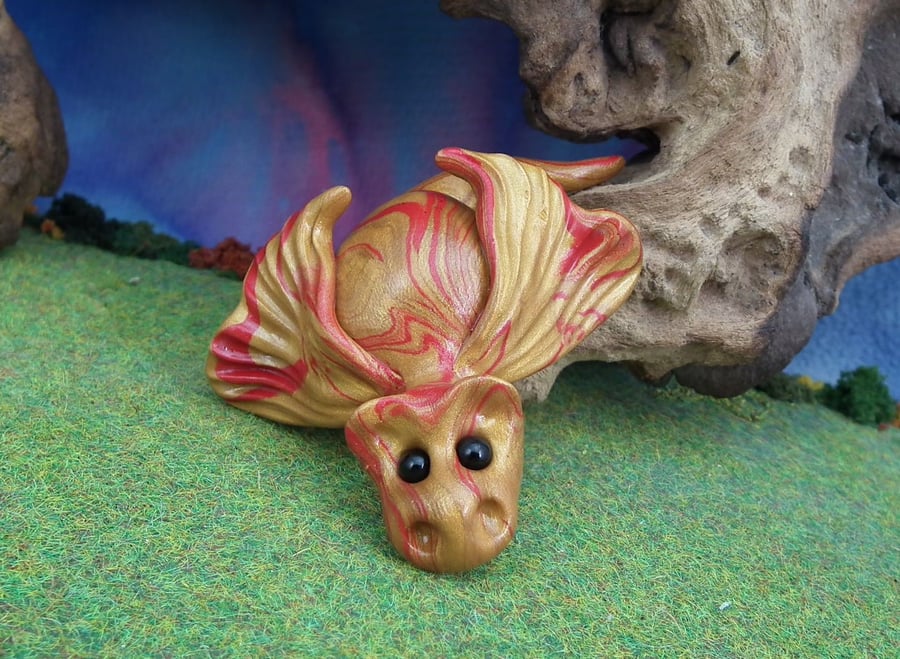 Variegated Golden Dragon 'Galaxy' OOAK Sculpt by artist Ann Galvin Gnome Village