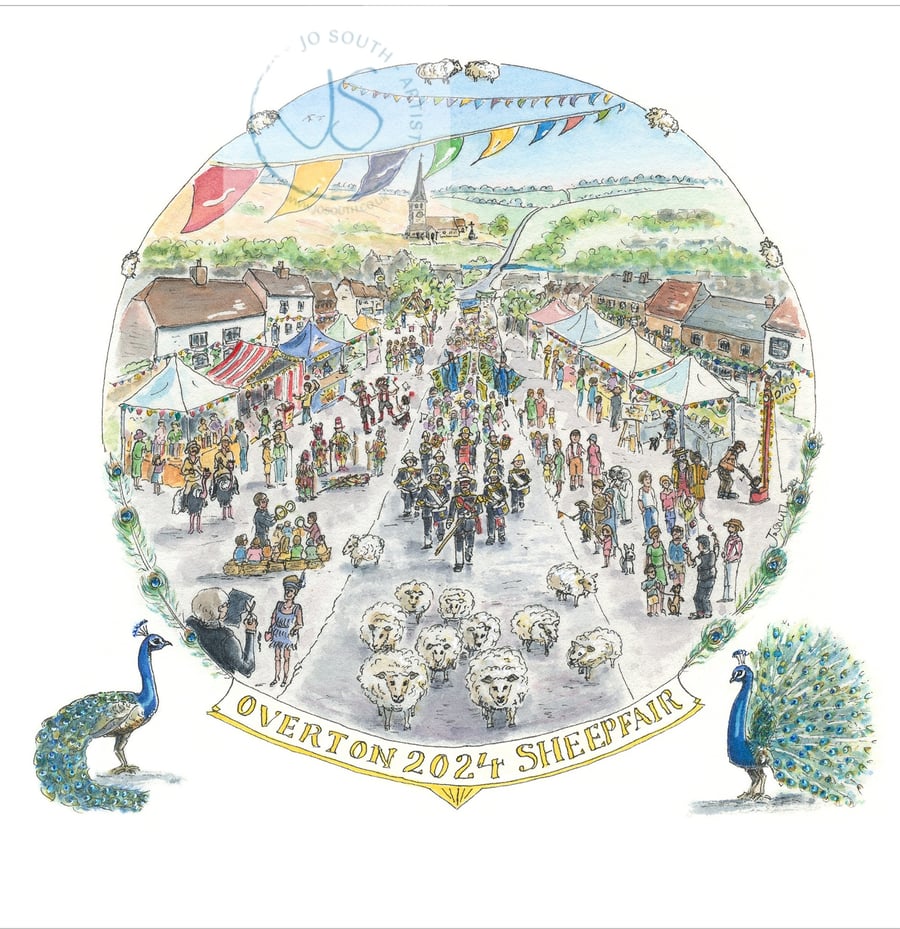 Overton Sheep Fair 2024, 'The Roaring Twenties' Limited Edition Print 23 x 23cm