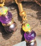 Luxury Bridesmaids' Gift Earrings, Peacock Pearl, Amethyst and Yellow Opal.Uniqu