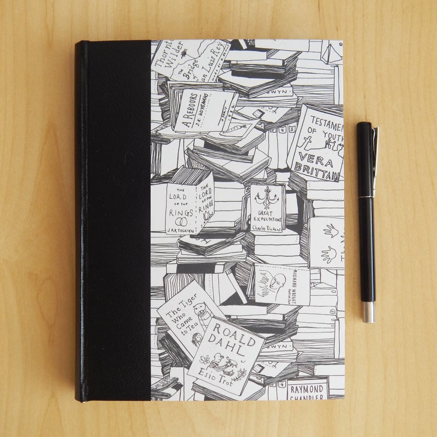 Bookshelves Black and White Journal. Hard-cover book. Gifts for Writers, for Men