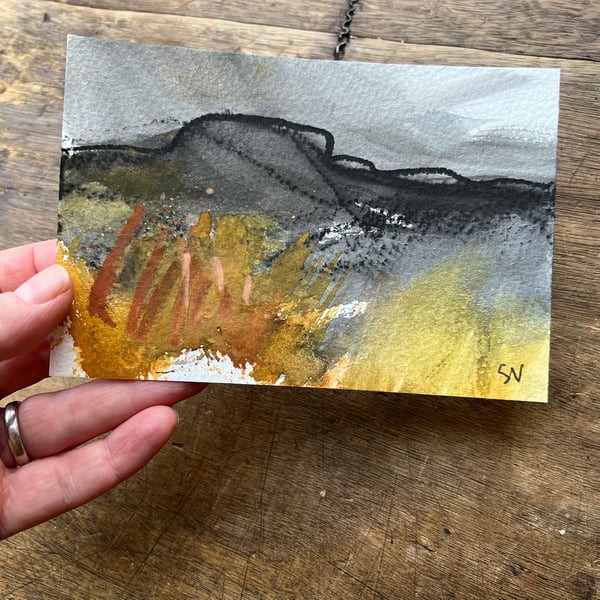 Moorland Postcard - mini Peak District Landscape painting 