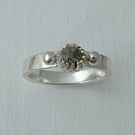 Sterling silver and rough diamond ring