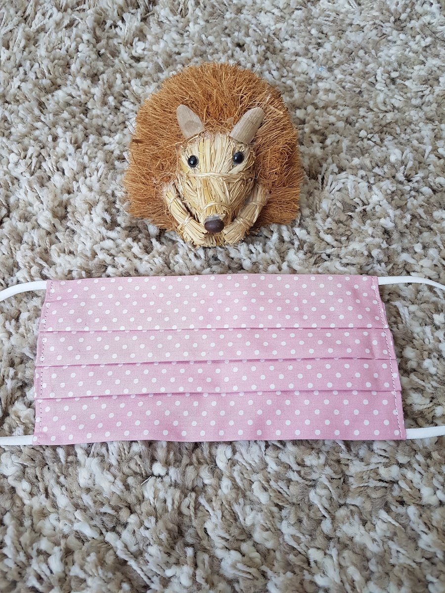 Small Adult or Teenager face covering - Pink Polka Dot Print