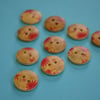 15mm Wooden Red Green Blue Floral Buttons Natural Wood 10pk Flowers (SNF8)