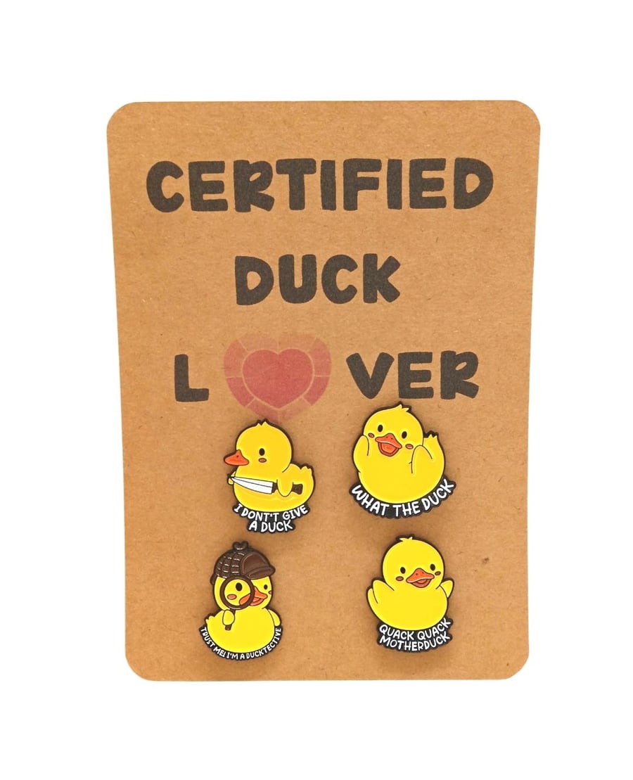 Set of four duck lover Enamel pin badge brooches 