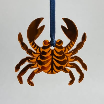 Amber mirrored acrylic crab decoration