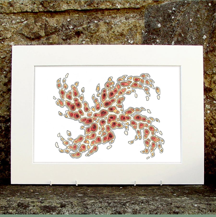 Original Abstract Coloured Pencil Drawing Autumnal Swirl - Contours No.6