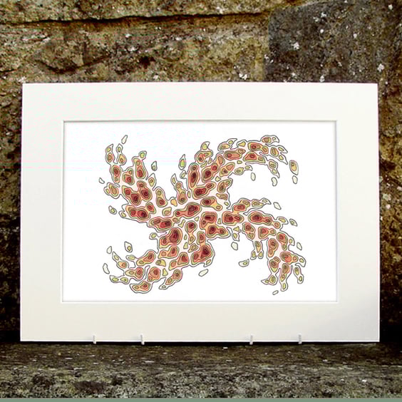 Original Abstract Coloured Pencil Drawing Autumnal Swirl - Contours No.6