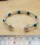 Wire wrap Turquoise cuff bracelet. December birthstone - Image 4