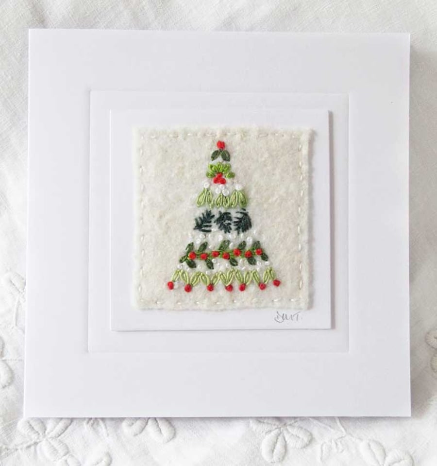 HAND EMBROIDERED CHRISTMAS CARD