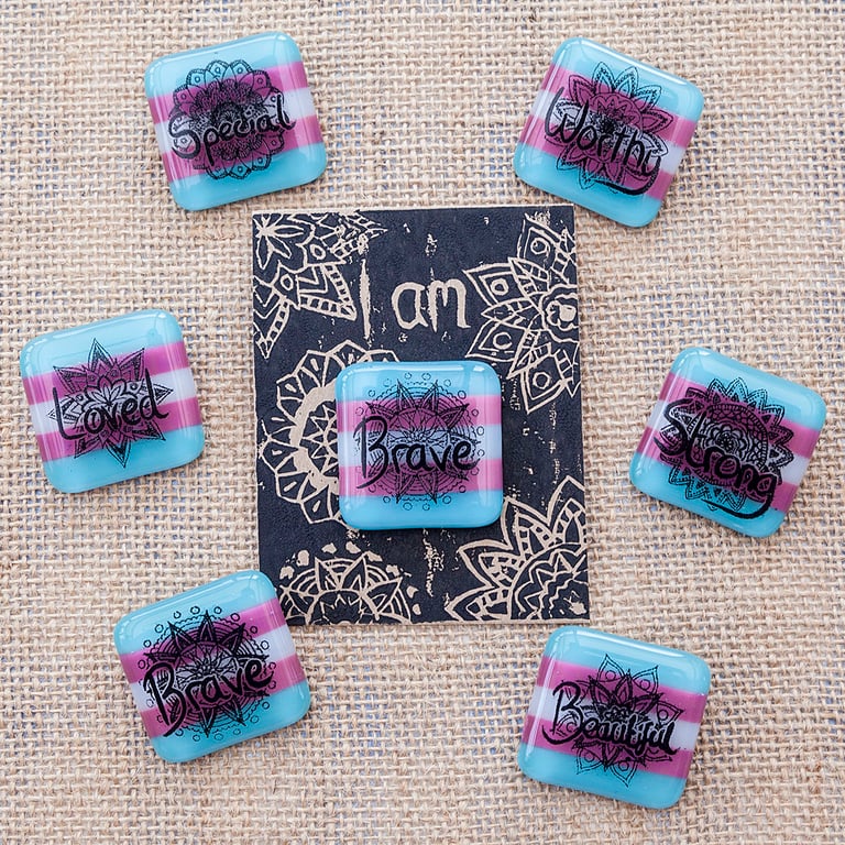 Transgender Flag Pride Motivational Positive Thinking Glass Enamel Pin Badge