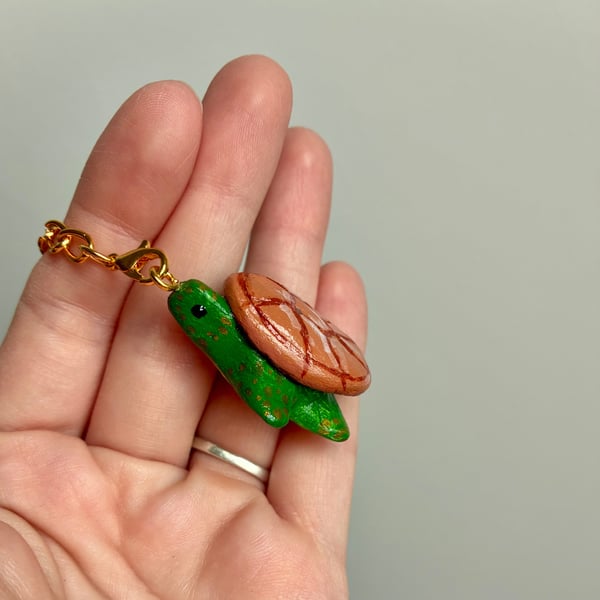 Handmade Teddy Turtle Clay Keyring 