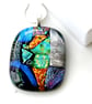 Dichroic Glass S013 Supersize Patchwork 3-layer Pendant with Silver Plated chain - Image 2