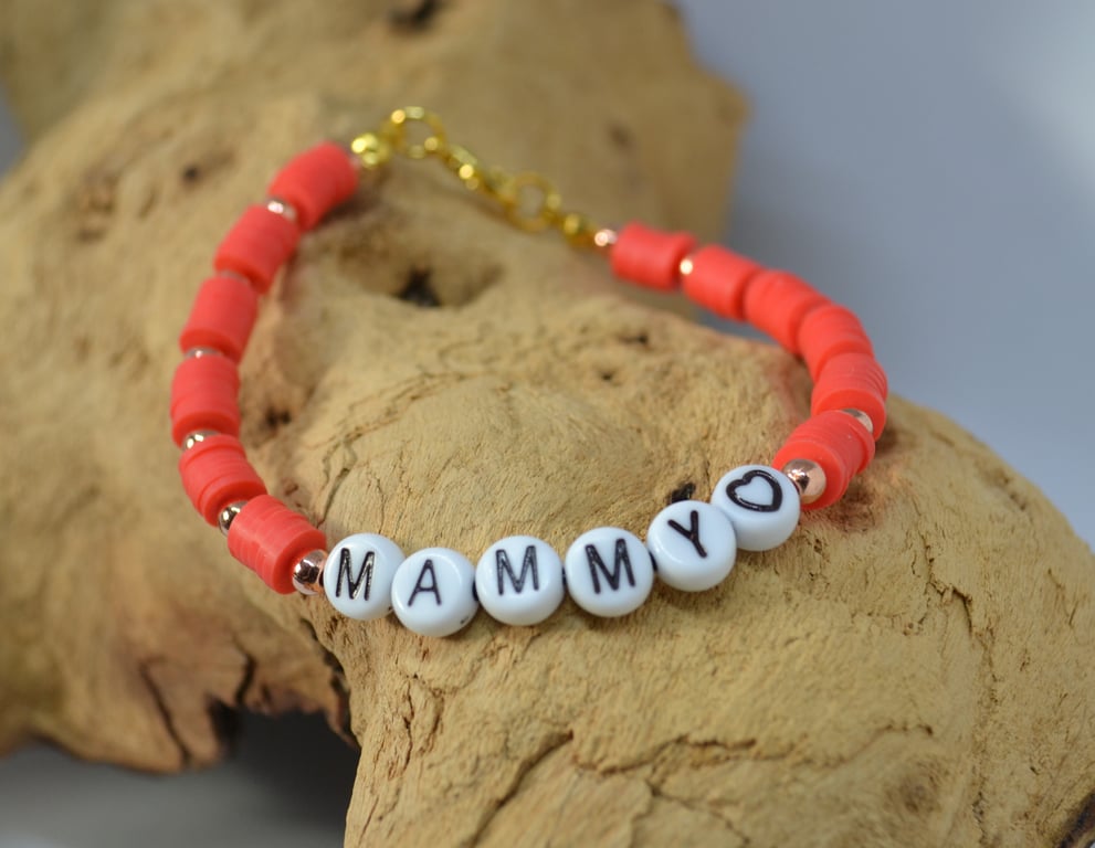 Mammy Heshi Bead Bracelet - Salmon Pink Orange