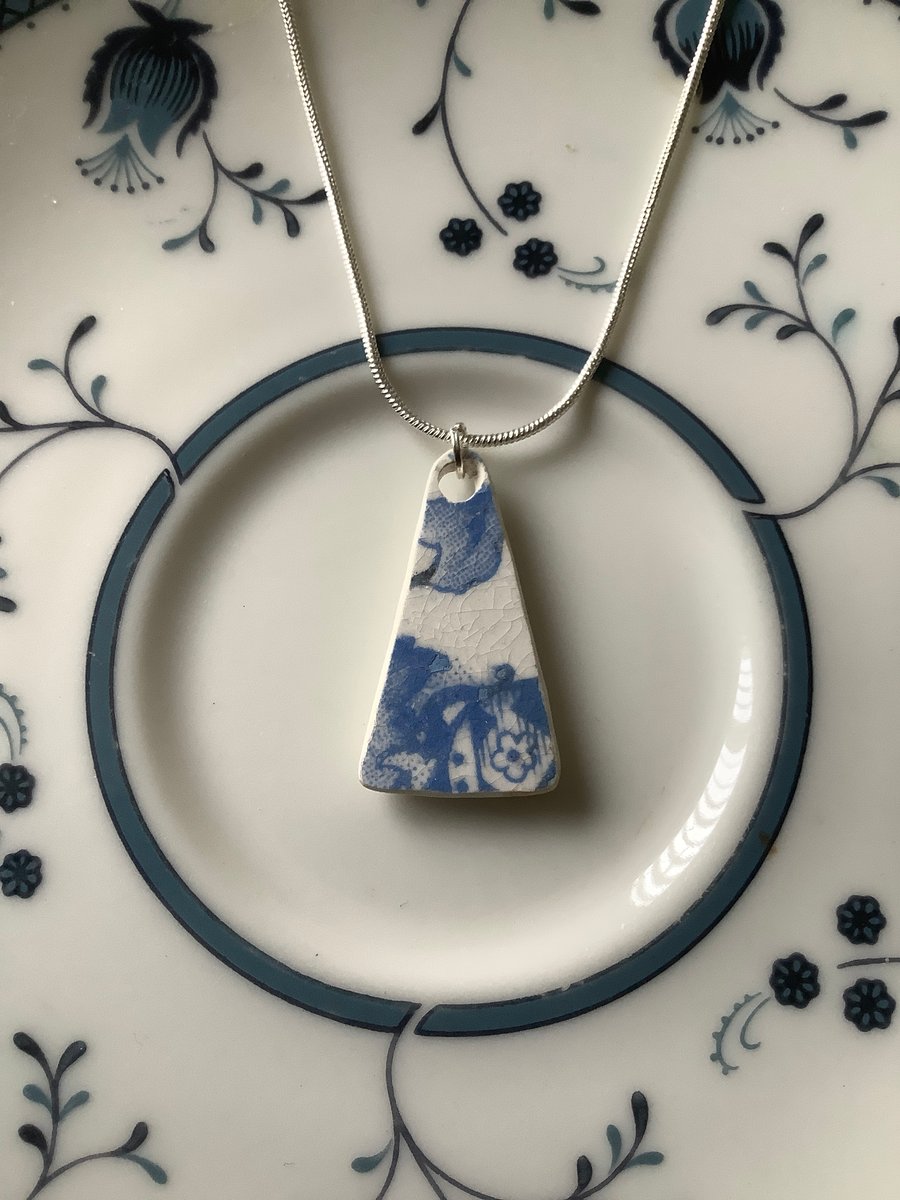Handmade Pendant Necklace, Unique, Eco Friendly Gift, Mudlark Ceramic, Vintage.