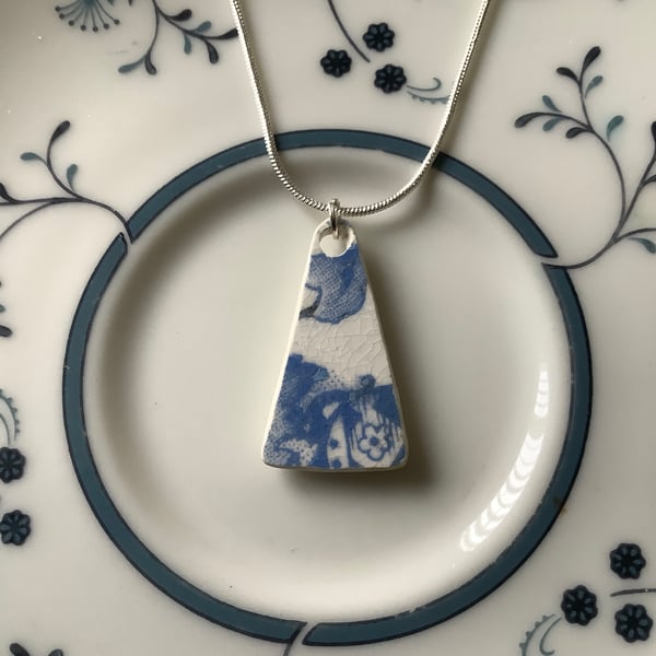 Handmade Pendant Necklace, Unique, Eco Friendly Gift, Mudlark Ceramic, Vintage.