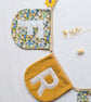 Personalised Floral Name Garland, Mustard Velour & Liberty Style Nursery Bunting - Image 4