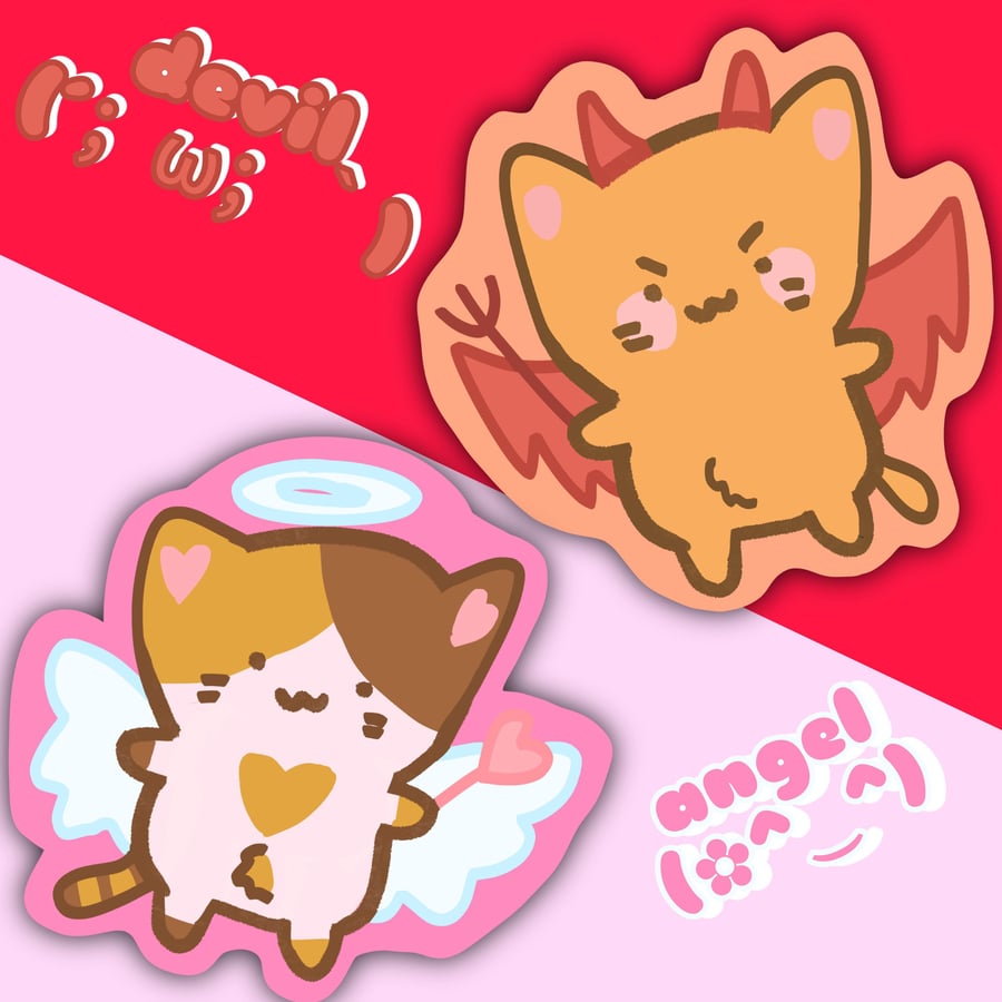 Angel n Devil Cat Stickers