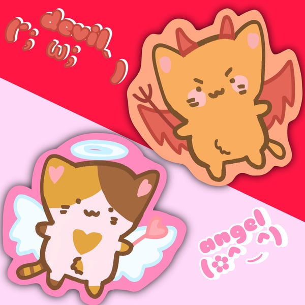 Angel n Devil Cat Stickers
