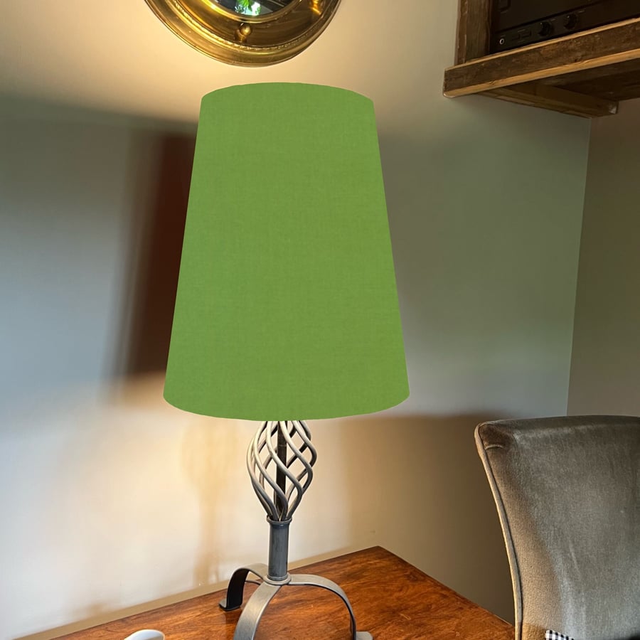 Green cone lampshade extra tall lampshade, grass green cotton cone