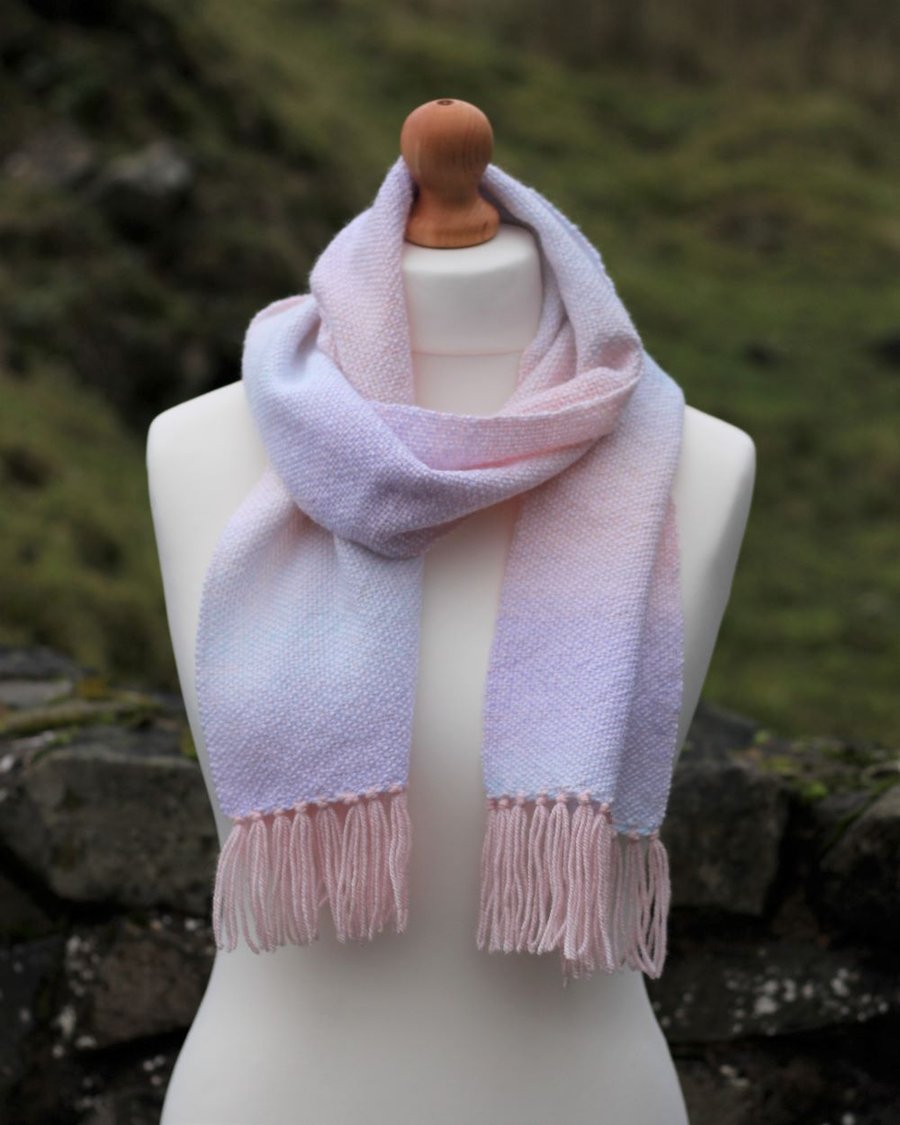 Pastel rainbow handwoven scarf