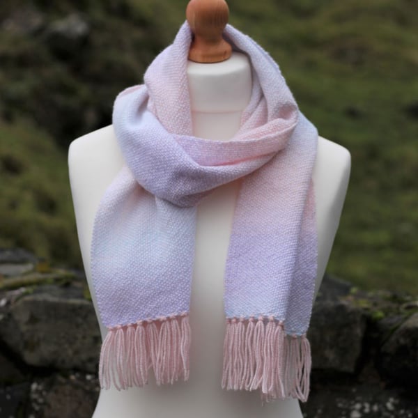 Pastel rainbow handwoven scarf
