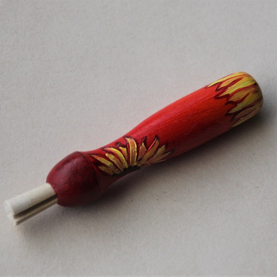 Sunflowers needle grip - hand painted wooden handle and needles for felting