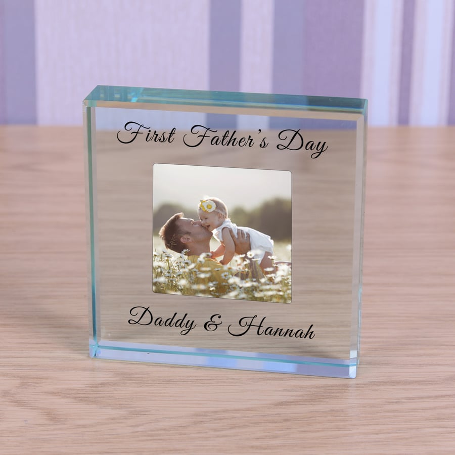 First Father's Day, Personalised Glass Token, Fathers Day
