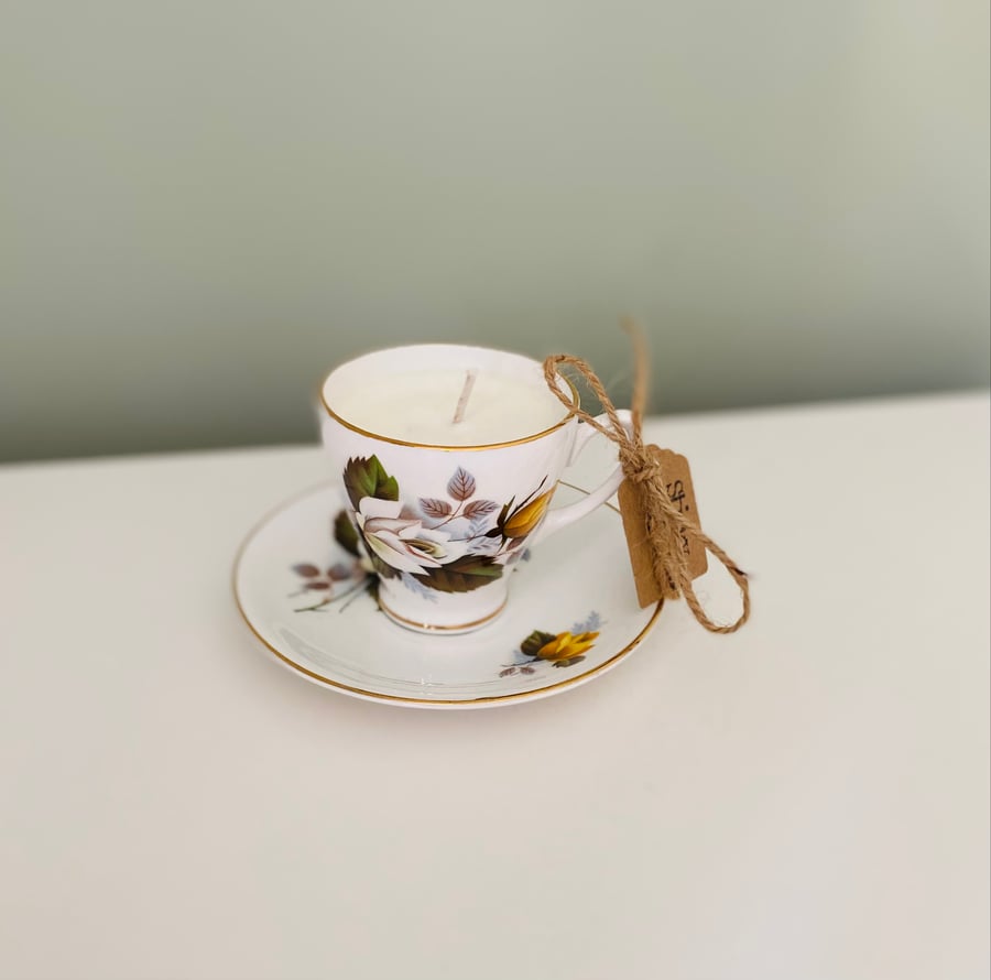 Mini Sticky Toffee Tea Cup Candle with Saucer