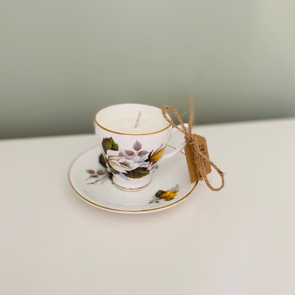 Mini Sticky Toffee Tea Cup Candle with Saucer