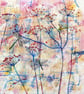 Dragonfly Floral Oil Painting:Original Framed Square Cow Parsley Canvas - Image 1