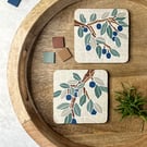 Two Mosaic Coasters in Olive Branch design  