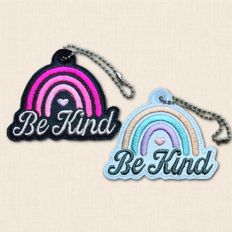 Be Kind Hanging Charm - Embroidered Rainbow Decoration
