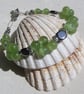 Green Peridot & Black Hematite Gemstone Beaded Bracelet "Green Daze" - Image 1
