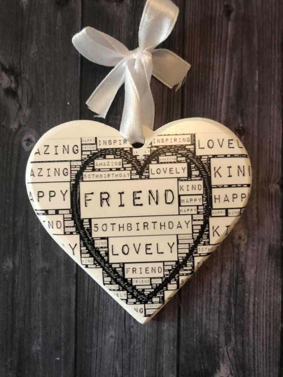 Happy 50th Birthday card gift to your special friend, personalised, gift boxed