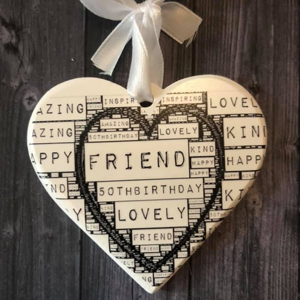 Happy 50th Birthday card gift to your special friend, personalised, gift boxed