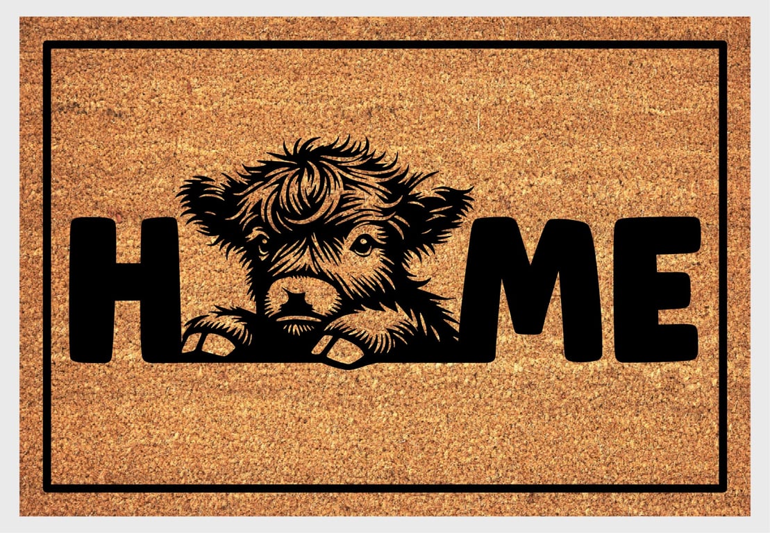 Baby Highland Cow Home Door Mat - Highland Calf Welcome Mat - 3 Sizes