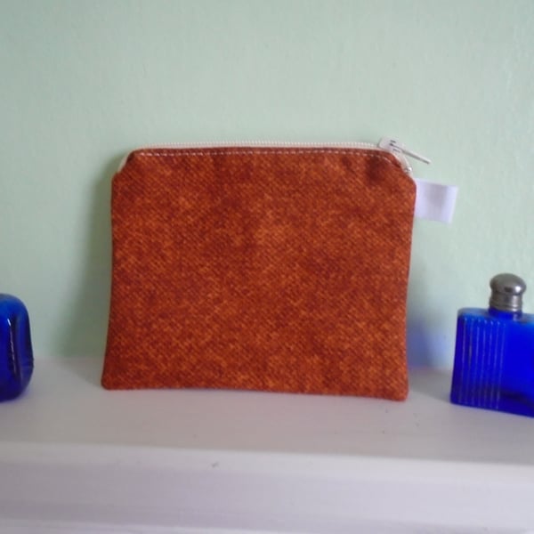 Orange Cotton Coin Purse or Card Holder.