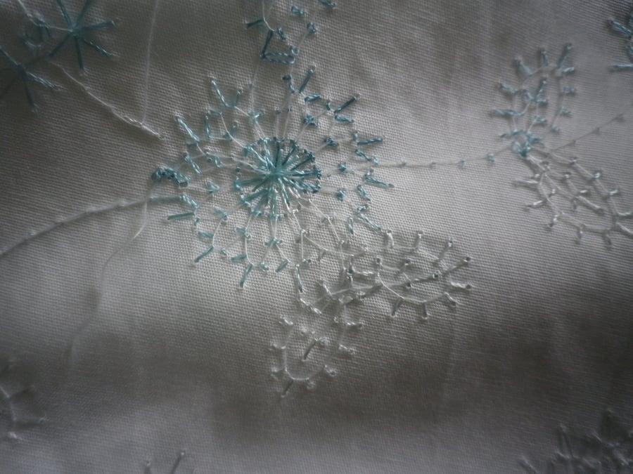 Fat quarters turquoise embroidery white  cotton cambric 50x70cm free shipping