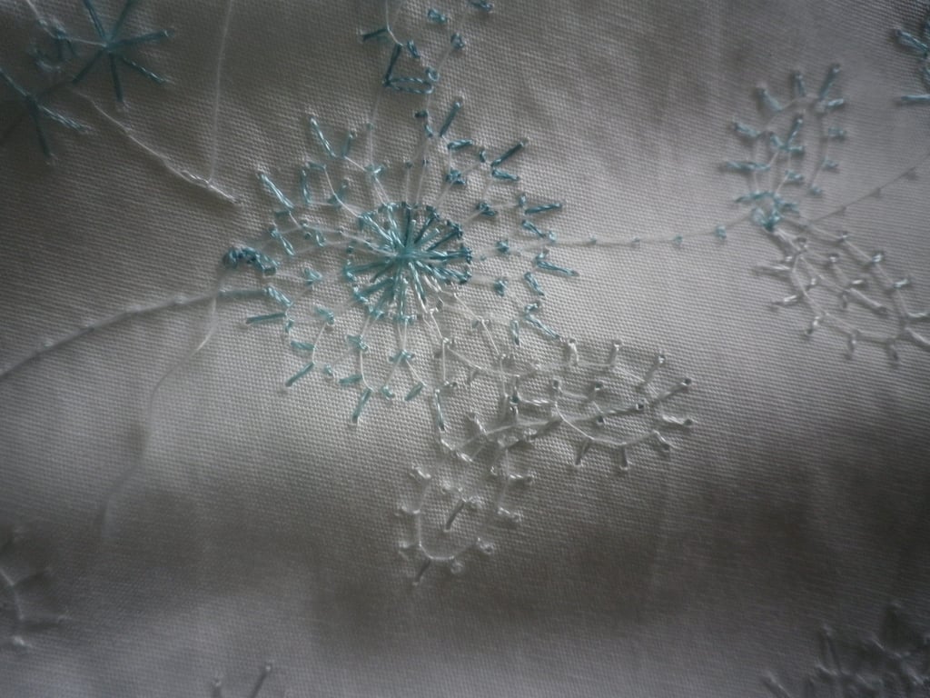 Fat quarters turquoise embroidery white  cotton cambric 50x70cm free shipping