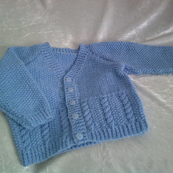 20 inch V Neck Cable and Moss Stitch Cardigan