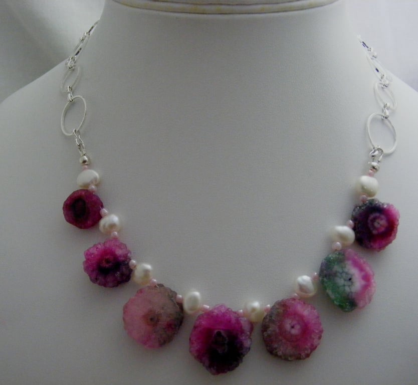 Solar Quartz and Pearl Necklace