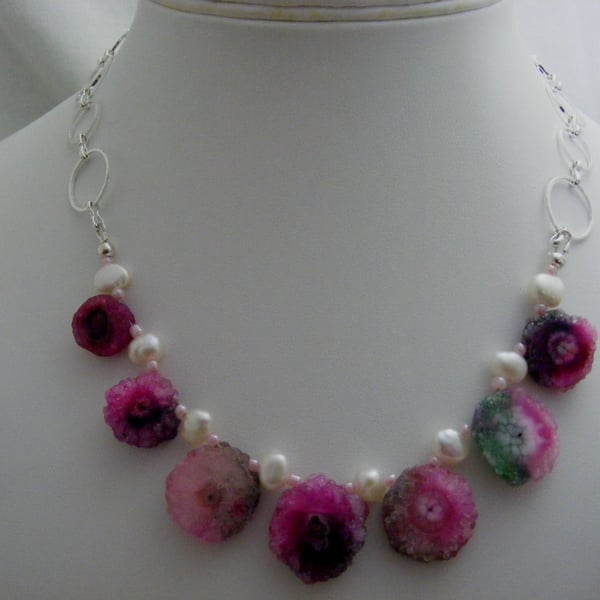 Solar Quartz and Pearl Necklace