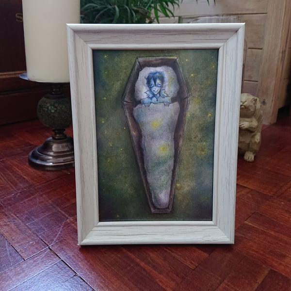 Framed art print, Vampire, Gothic Art, Whimsical art, Gift, Wall art