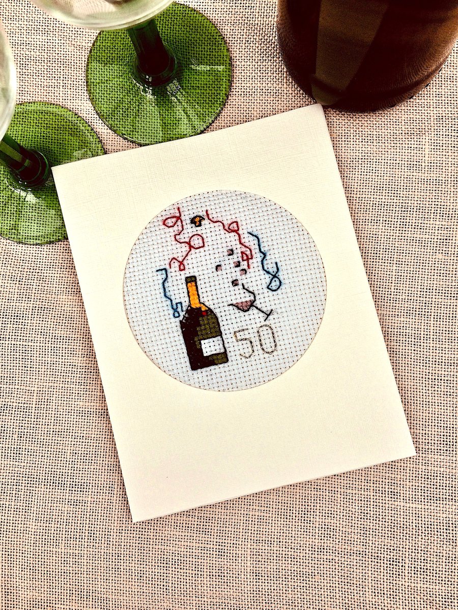 Golden. Silver Anniversary Cross Stitch Card