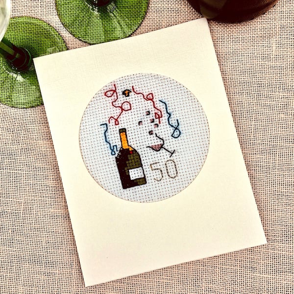 Golden. Silver Anniversary Cross Stitch Card