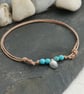 Adjustable cotton cord anklet with turquoise beads and shell charm - Image 5